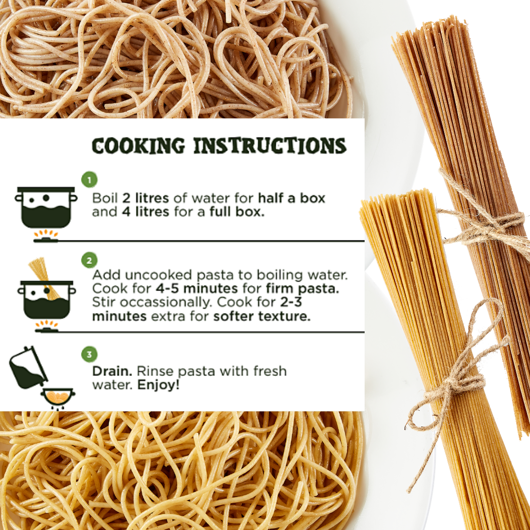 High Fibre Spaghetti Pasta Combo|100% Wholegrain + Multigrain Pasta (Pack of 2)