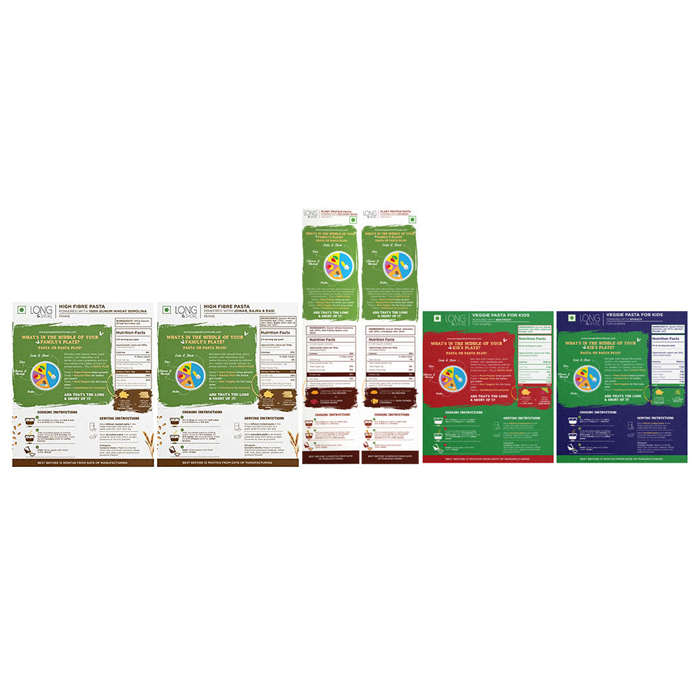Healthy Family Variety Combo (Pack of 6) | Plant Protein + High Fibre +  Junior Veggie Pasta