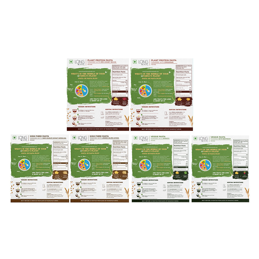 Penne Lover's Combo (Pack of 6) | High Fibre + Plant Protein + Veggie Pasta